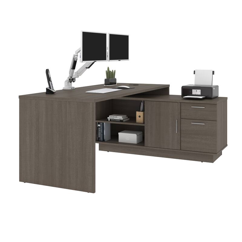 BESTAR Equinox 72W L-Shaped Desk with Monitor Arms