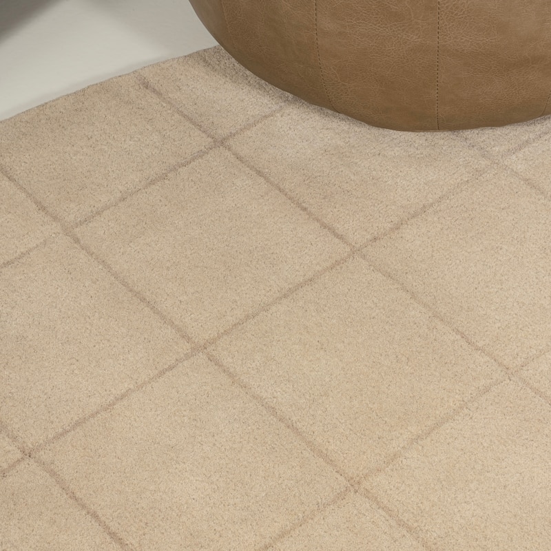 JONATHAN Y Alhambra Modern Plaid Grid Handwoven Wool Beige/Light Brown Area Rug