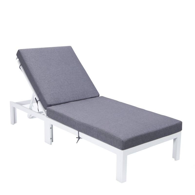 Chelsea Polyester Chaise Lounge Chair with Adjustable Headrest, Aluminum Frame, Machine Washable Cushions for Outdoor & Indoor - Blue