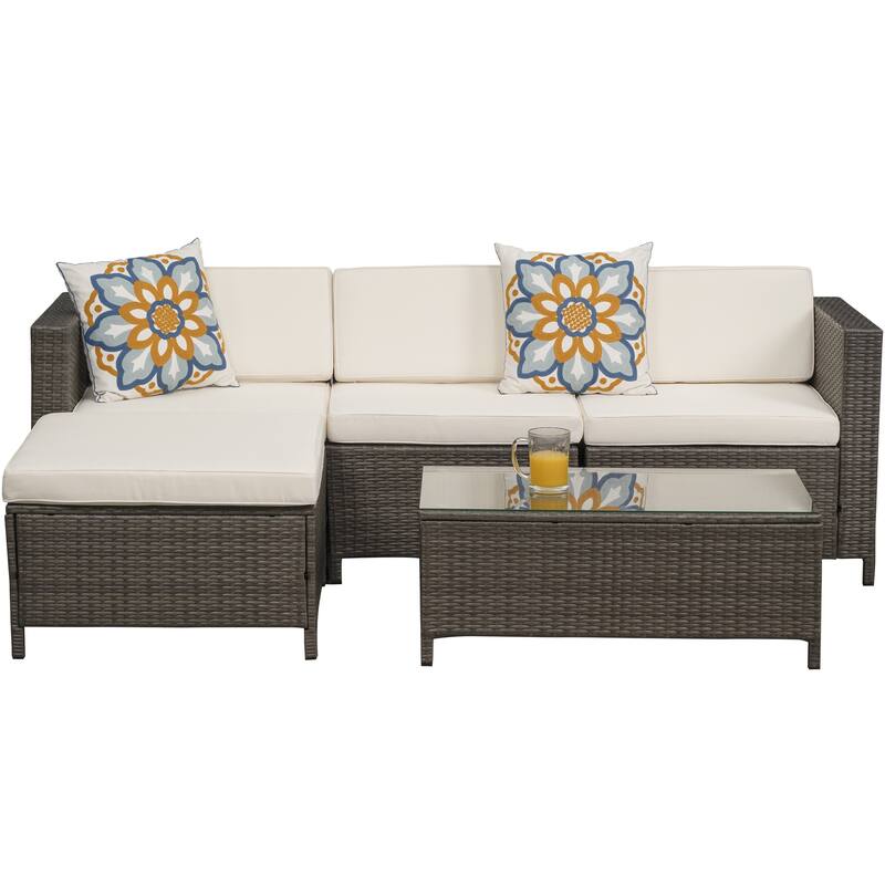 Royalcraft 5 Pieces Wicker Outdoor Sectional Sofa Sets