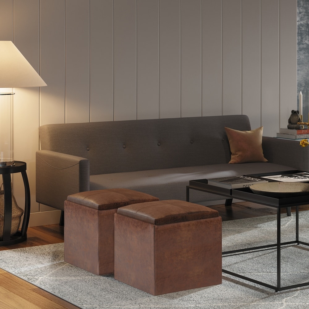 WYNDENHALL Townsend 17 inch Wide Contemporary Square Storage Ottoman