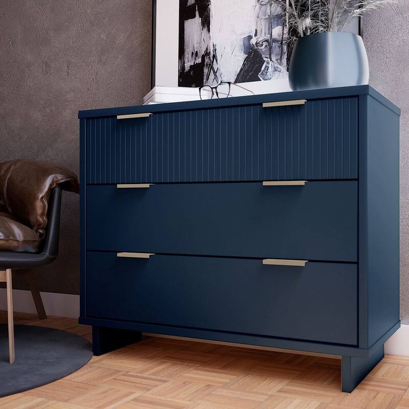 Manhattan Comfort Granville 38.18" Modern Standard 3 Drawer Dresser