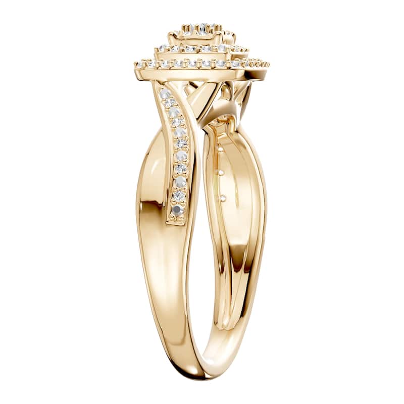 AEON Stellar Crown Cushion 0.25ct Lab Grown Diamond Cluster Double Halo Ring