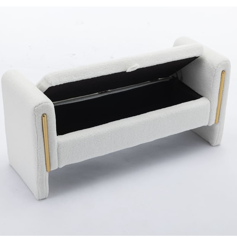 Storage Bench Bedroom Bench With Gold Metal Trim Strip