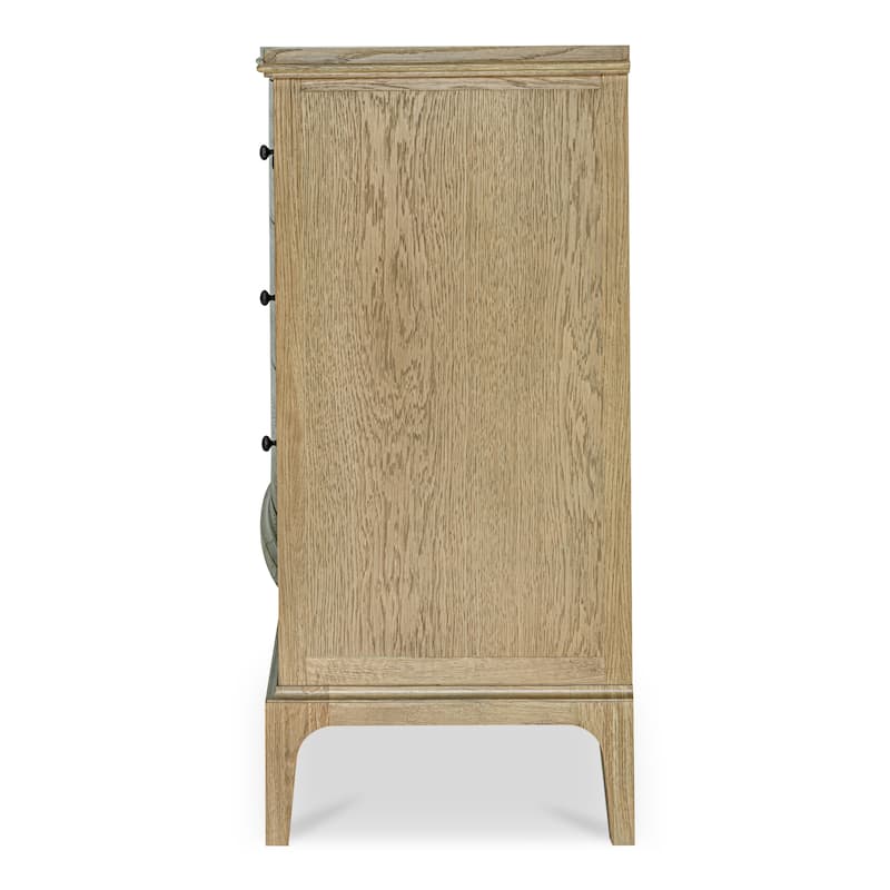Title: NADAAL STUDIOS Maerin Sideboard, Oak Frame with Rounded Edge Overhang & Three Drawers, Brown