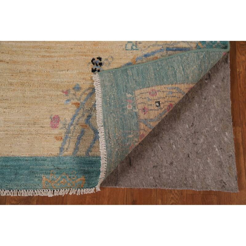 Vegetable Dye Oushak Turkish Runner Rug Handmade Wool Carpet - 2'10"x 11'9"