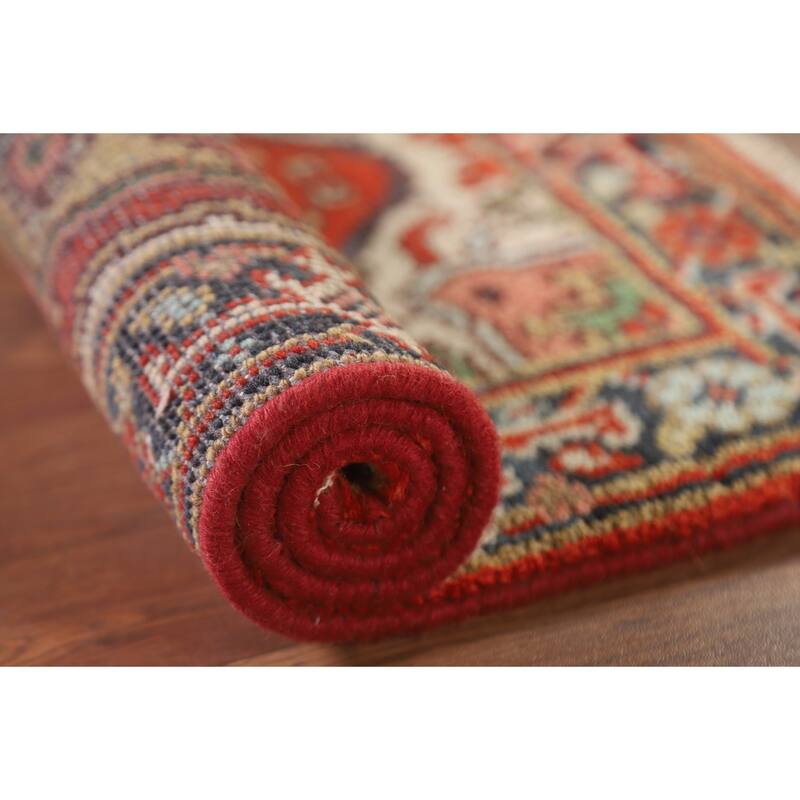 Hand Knotted Oriental 100% Wool Carpet Traditional Medallion Red Heriz (serapi) Area Rug - 3' 0'' X 2' 0''