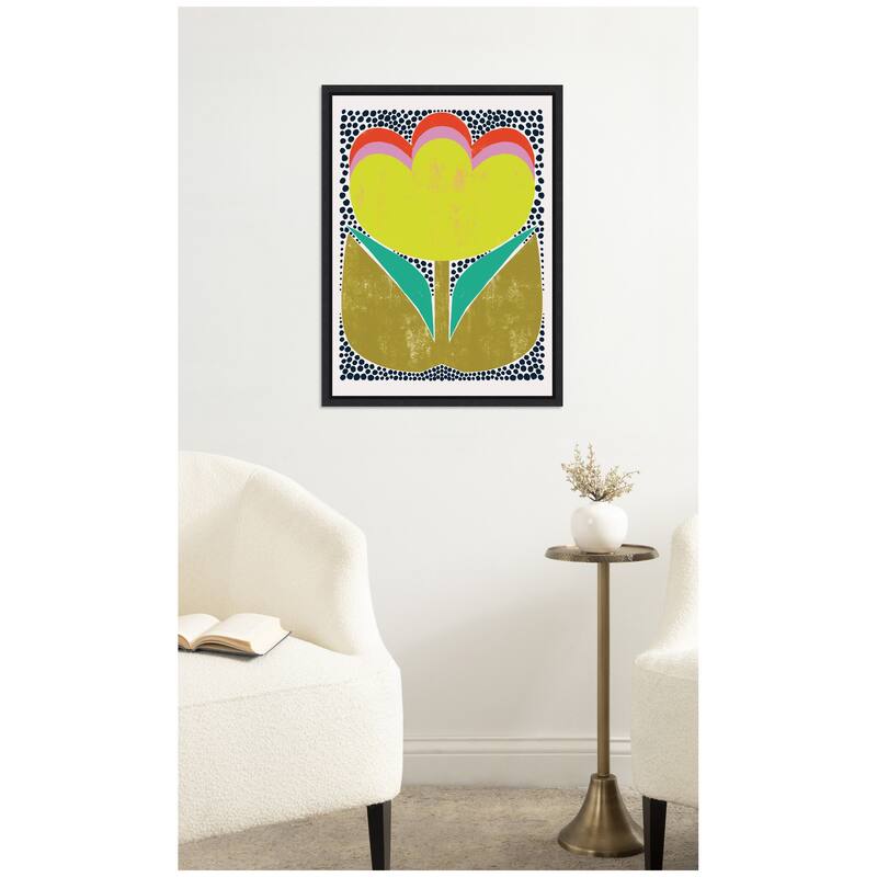 Kate and Laurel Triple Bloom by Hannah Beisang Framed Canvas Wall Art Print