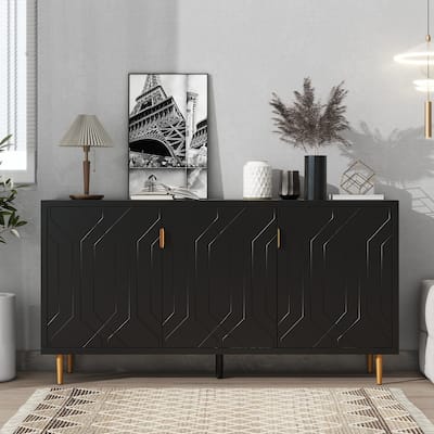 Modern TV Stand for TV up to 70 inch, Console Table with Adjustable Shelves,Storage Sideboard Cabinet for Living Room