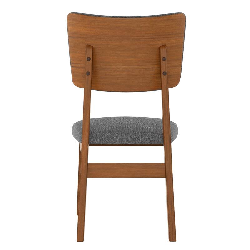 Set of 4 Mid-Century Modern Wooden Dining Chairs, Armless with Upholstered Linen Seat Cushion