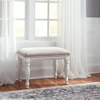 Magnolia Manor Antique White Accent Bench - Width 24" x Depth 16" x Height 19"