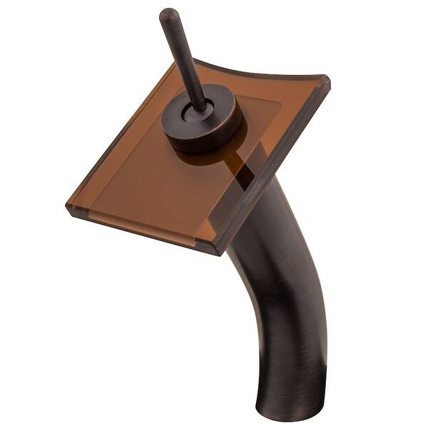 slide 2 of 3, Novatto Squared Oil Rubbed Bronze Single-lever Waterfall Vessel Faucet
