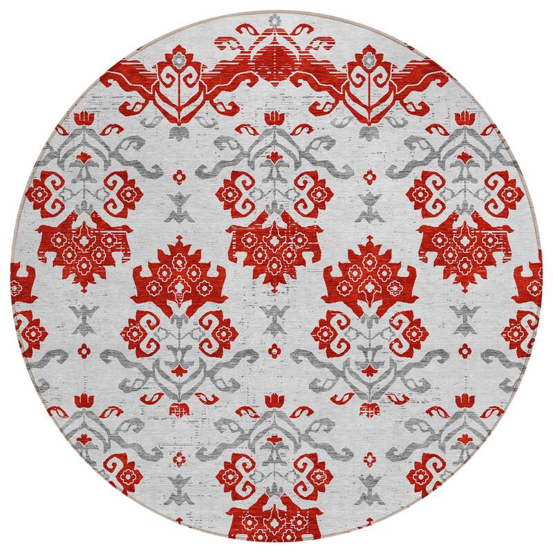 Machine Washable Indoor/ Outdoor Chantille Medallion Damask Rug