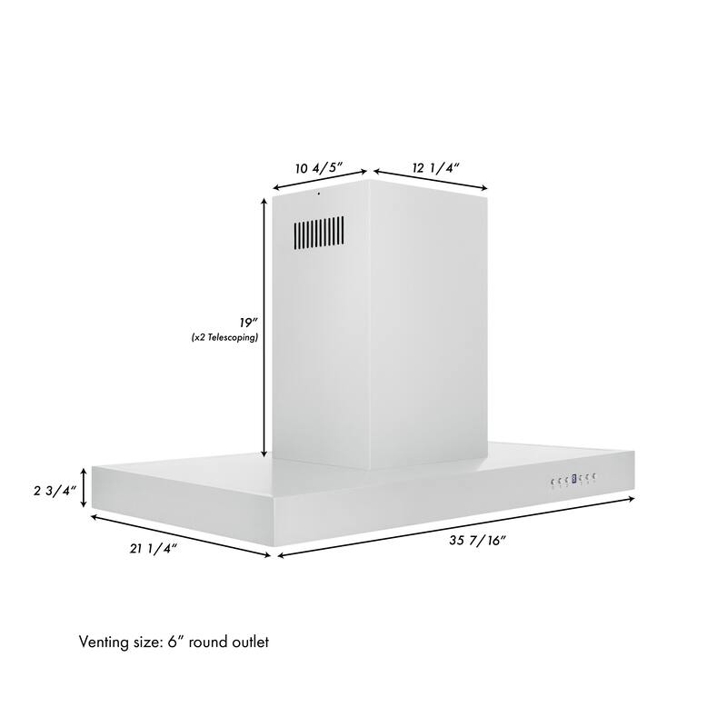 ZLINE Stainless Steel Convertible Vent Island Mounted Range Hood