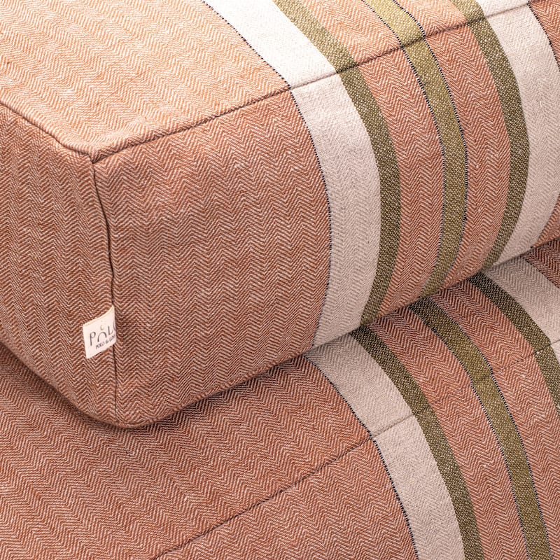Polo & Luna Tivoli Pet Bed - Chestnut/Olive/Ivory Stripe - Chestnut, Olive, Ivory Stripe