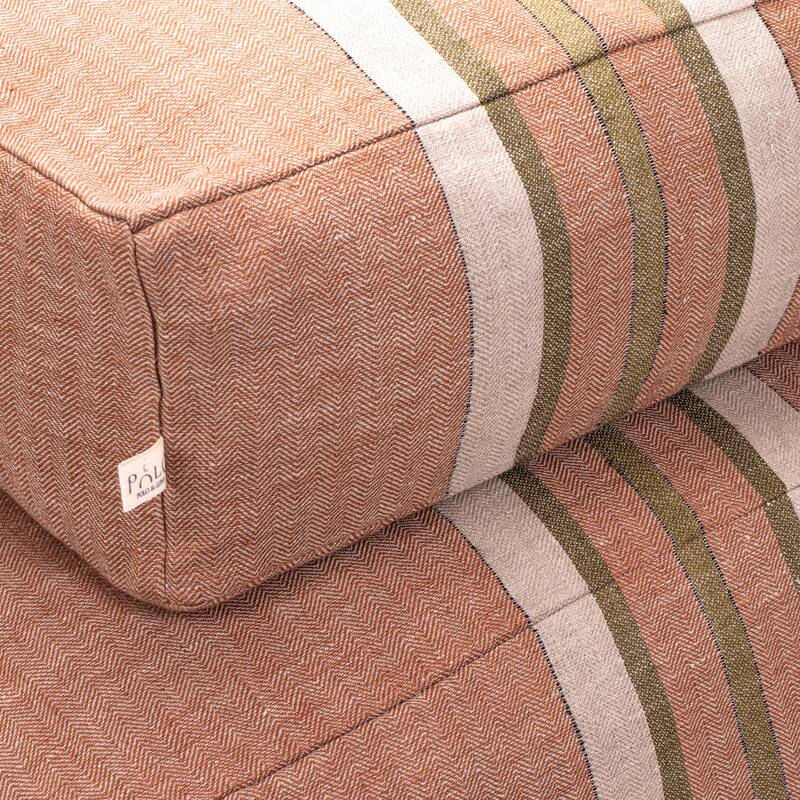 Polo & Luna Tivoli Pet Bed Cushion Cover - Chestnut/Olive/Ivory Stripe - Chestnut, Olive, Ivory Stripe