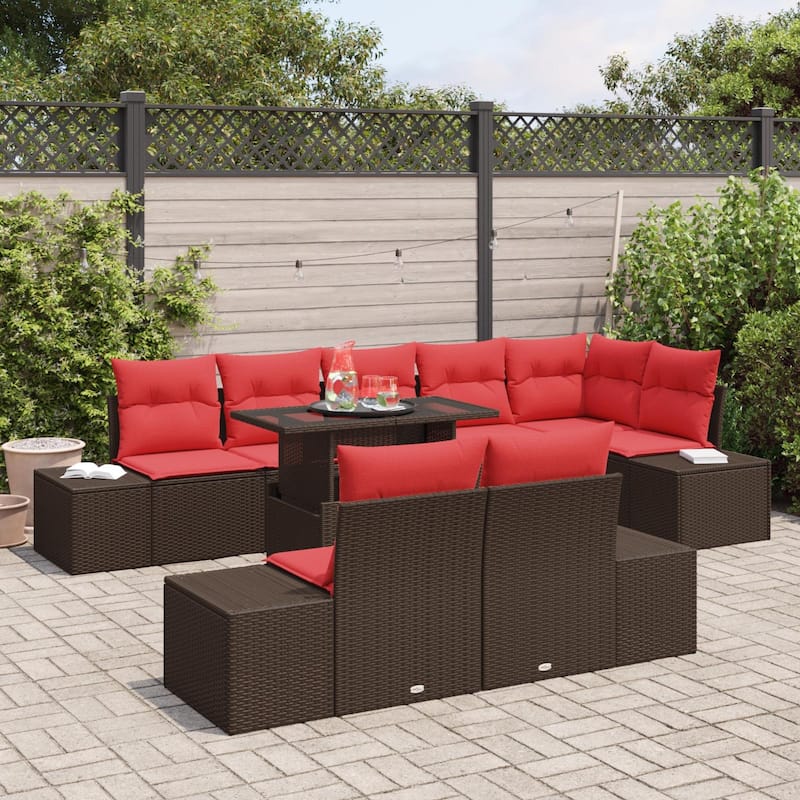 vidaXL 9 Piece Garden Sofa Set with Cushions - 125.6×60.6×27.2