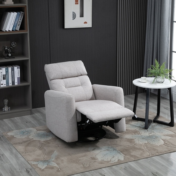 Homcom polyester linen fabric swivel gliding recliner clearance chair