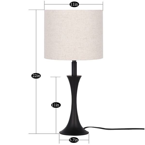 Classic Black Fabric Shade Table Lamp with 3000K LED Bulb Bed Bath