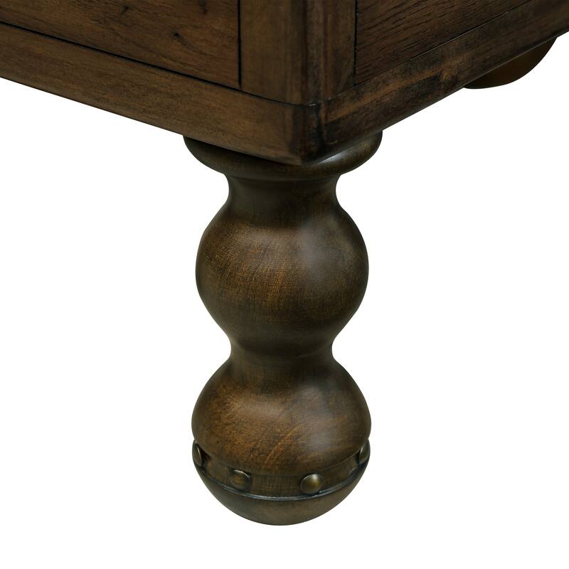Vintage Rustic Farmhouse Nightstand, Rectangle Narrow Side Table with Drawer, Wooden Table Sides with Solid Wood Legs