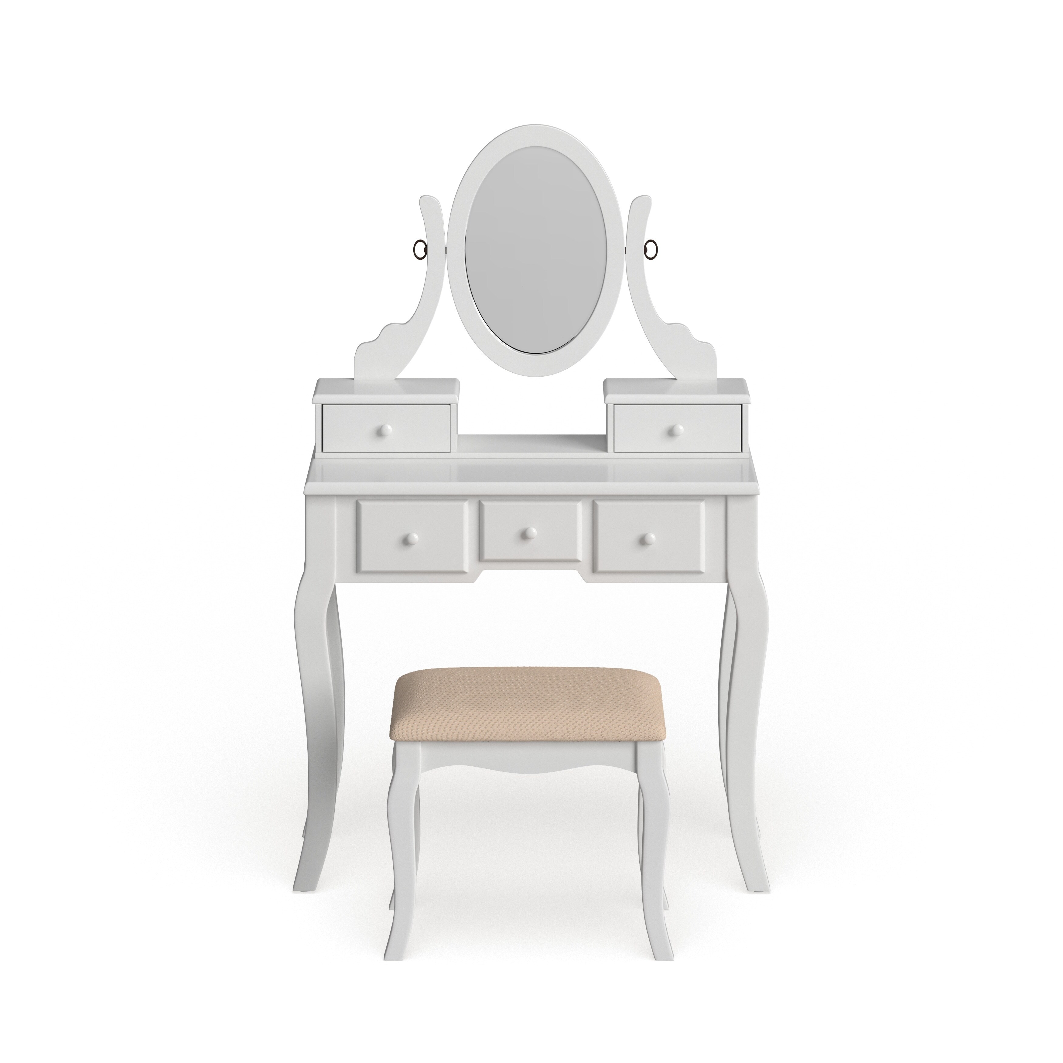 Roundhill Furniture Copper Grove Watt Wood Makeup Vanity Table and Stool Set