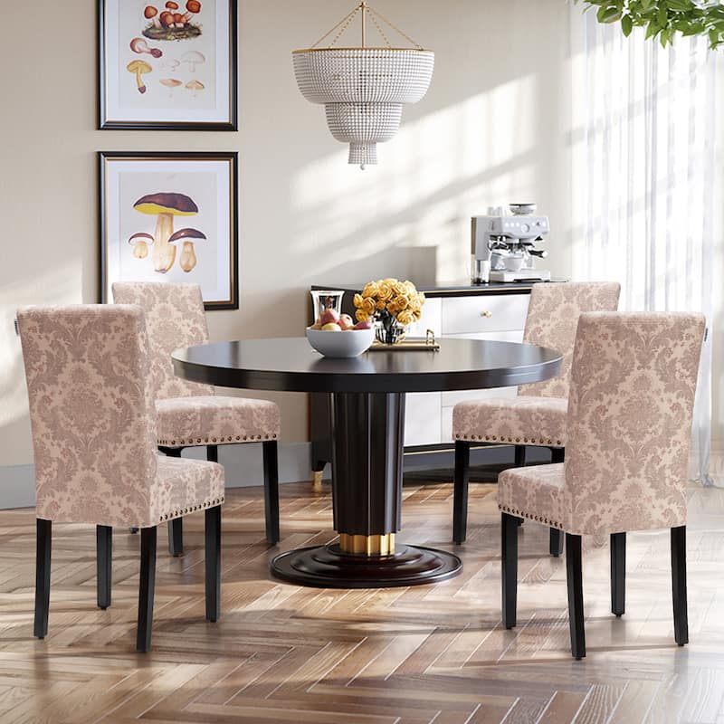Costway Set of 4 Fabric Dining Chairs w/Nailhead Trim - See Description