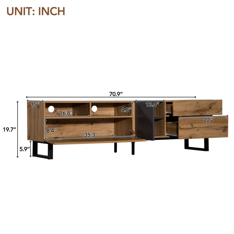 TV Stand for 80 inhc TV with Double Storage Space - Wood