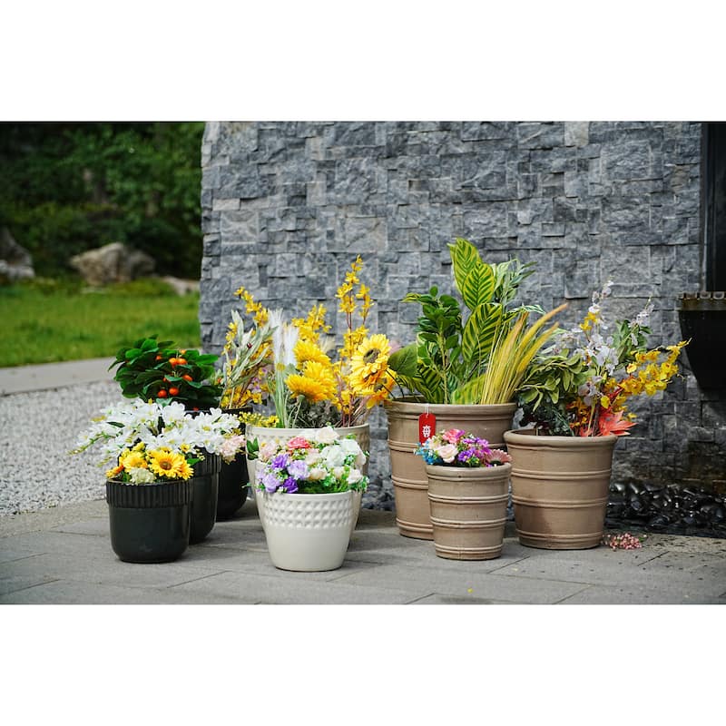 Set of 3 Ceramic Flowerpot, Modern Planter for Patio, Garden, Windowsill