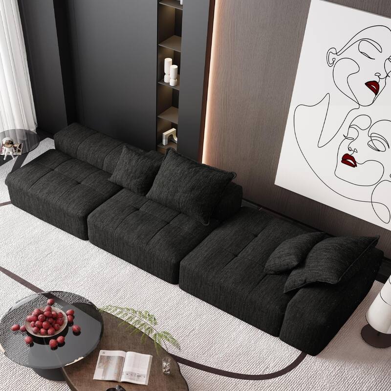 Modern 4 PCS DIY Combination Modular Sofa with Ottoman, Seat, Chaise Lounge, Armrest