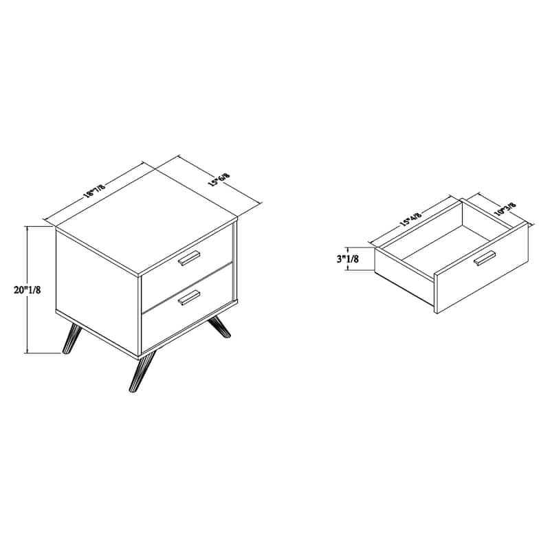 Kelson Modern Dark Grey and Gold Finished Wood 2-Drawer Nightstand