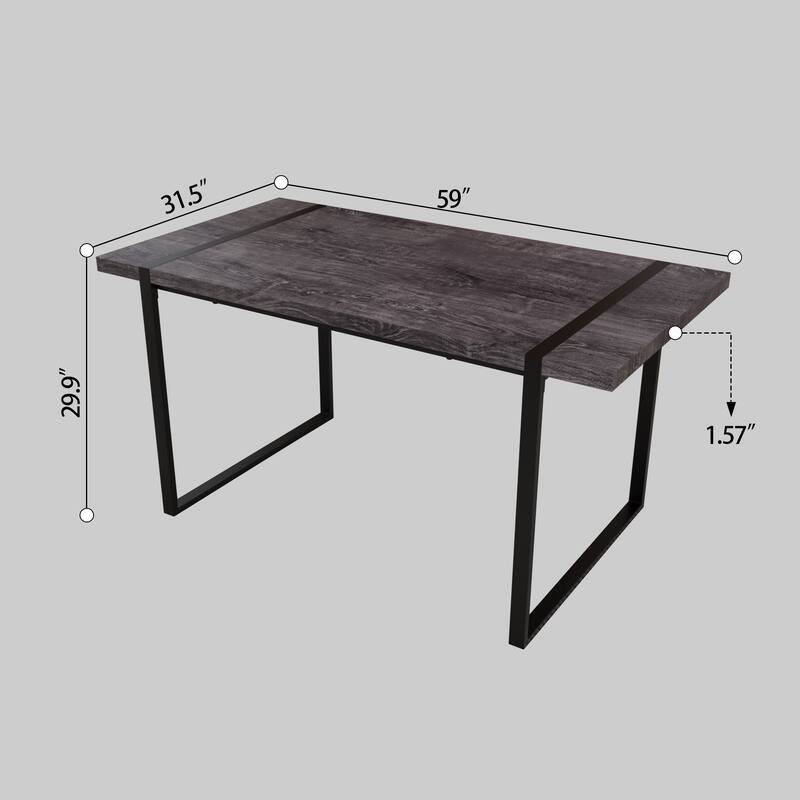 Modern Dining Set with Rectangular MDF Black Table & High Back C-shaped Tube Chairs