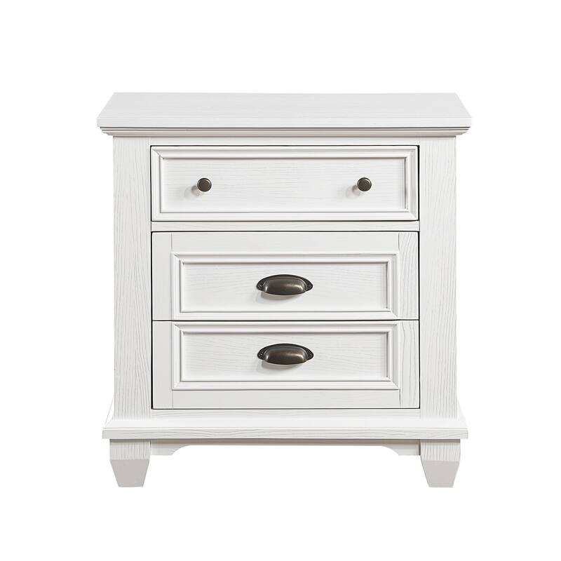White/Bronze 3 Drawer 17.5 in. W Nightstand with Sturdy Hardware and Ample Storage
