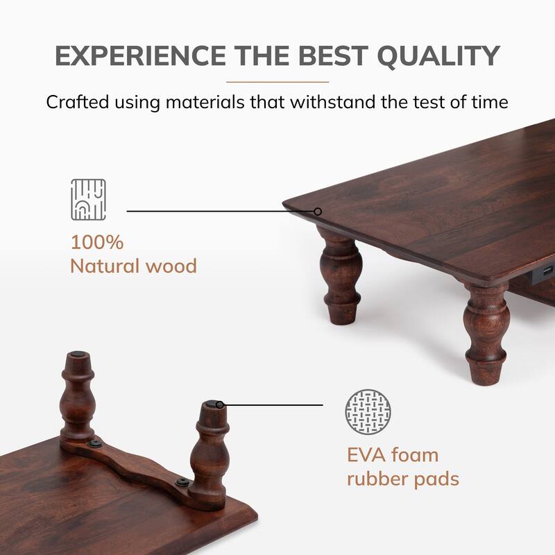 Jani Wood Monitor Stand Riser Desk - Ergonomic Design Stand, Desktop Organizer Table for Home, Office Workspace, Gaming Desk