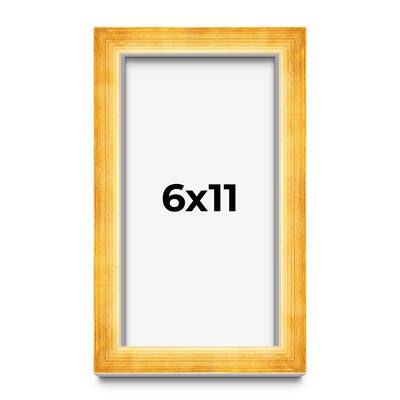 6x11 Shadow Box Frame Gold | 1.625 Inches Deep Real Wood Traditional
