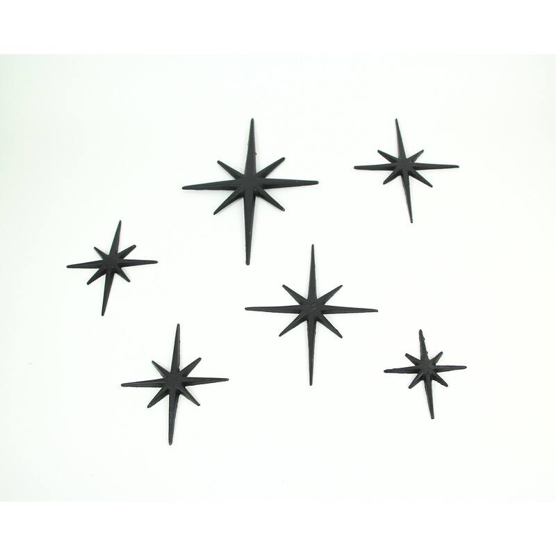 Set Of 6 Cast Iron Starburst Wall Hangings Mid Century Modern 8