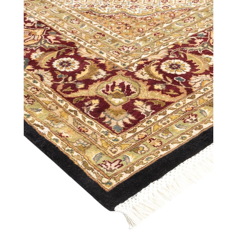 Overton Hand Knotted Wool Vintage Inspired Traditional Mogul Black Area Rug - 9 x 12