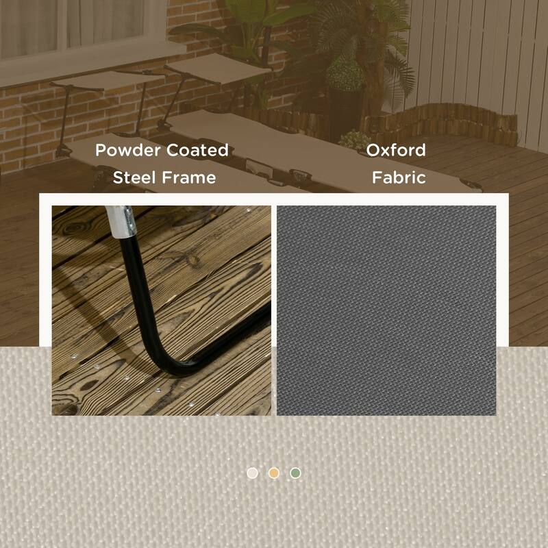 Outdoor Folding Recliner with Side Pocket and Awning