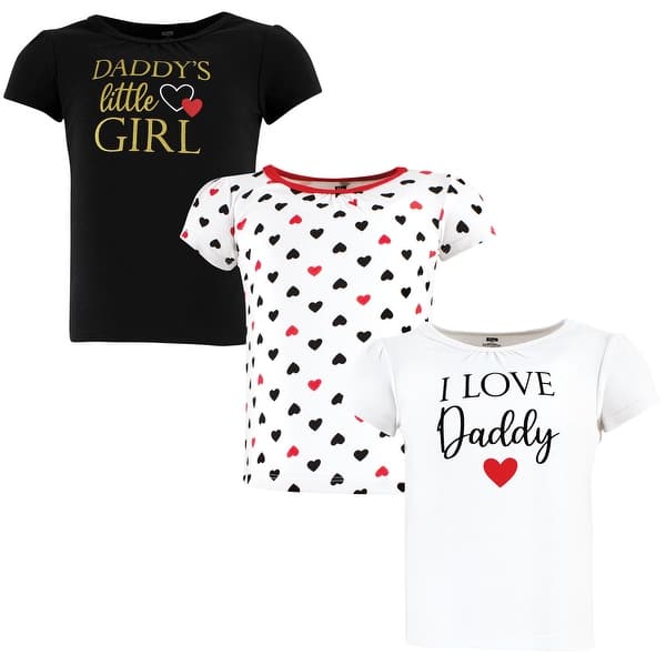 slide 1 of 1, Hudson Baby Infant Girl Short Sleeve T-Shirts, Girl Daddy Red Black 12-18 Months - Girl Daddy Red Black