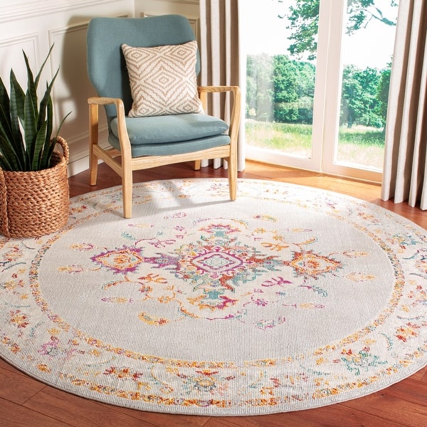 slide 2 of 3, SAFAVIEH Handmade Casablanca Shag Tribal Grey Wool Rug - 7' Round
