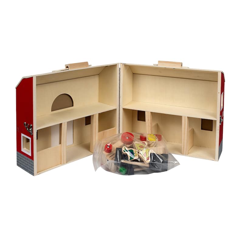 Red Wood Barn with Accessories