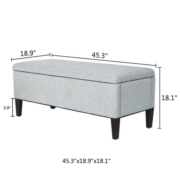 Adeco Storage Ottoman Linen Rectangular Entryway End of Bed Bench DIY ...