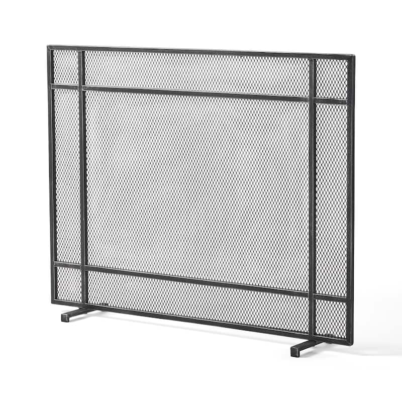 Roomfitters Minimalist Fireplace Screen, Single-Panel Design with Sleek Frame and Durable Mesh for Stylish, Functional Fireplace