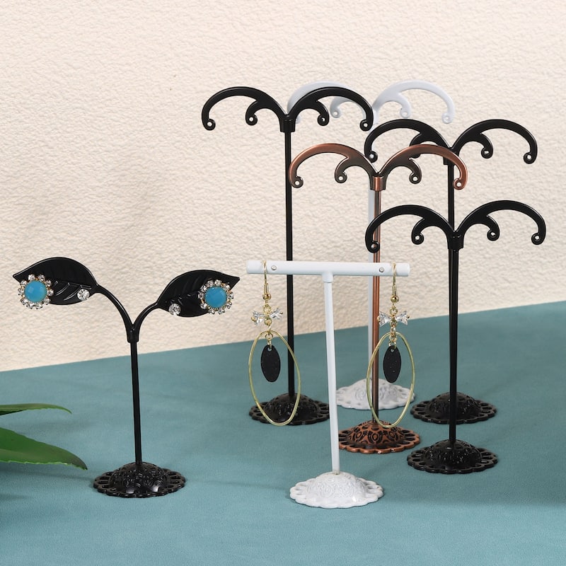 Earring Holder, 3pcs Earring Display Stands Organizer Metal Rack Leaf