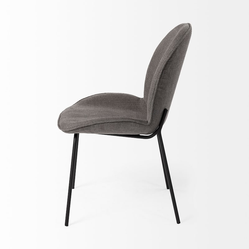 Inala Grey Upholstered Seat w/ Black Iron Frame Dining Chair (Set of 2) - 21.2"W x 25.5"D x 34.2"H