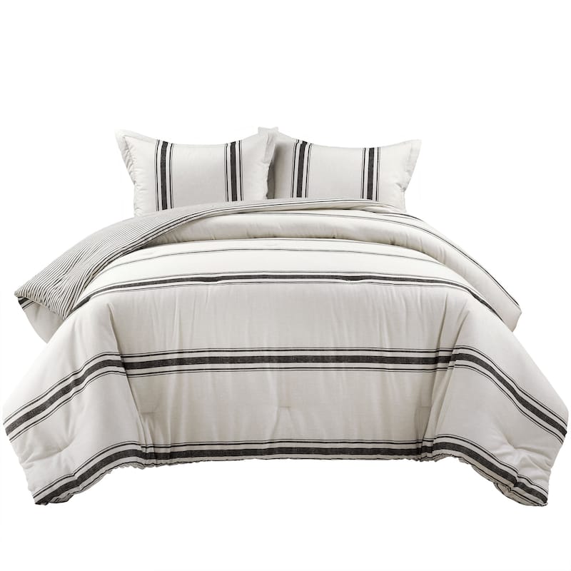 Lush Decor Farmhouse Stripe 3-piece Comforter Set