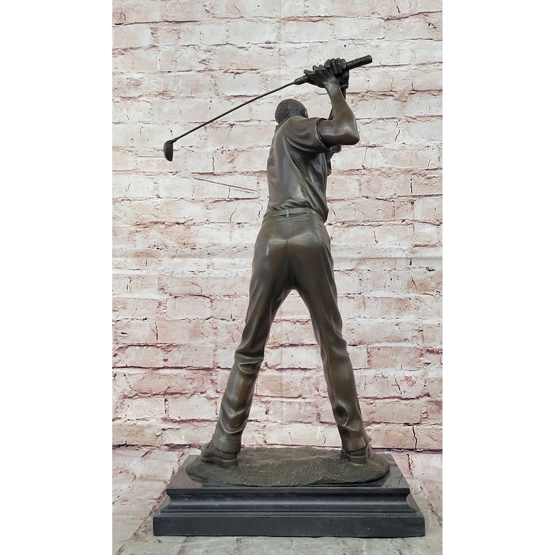 Bronze Golfer Sculpture – Golf Swing Figurine Statue For Home Or Office