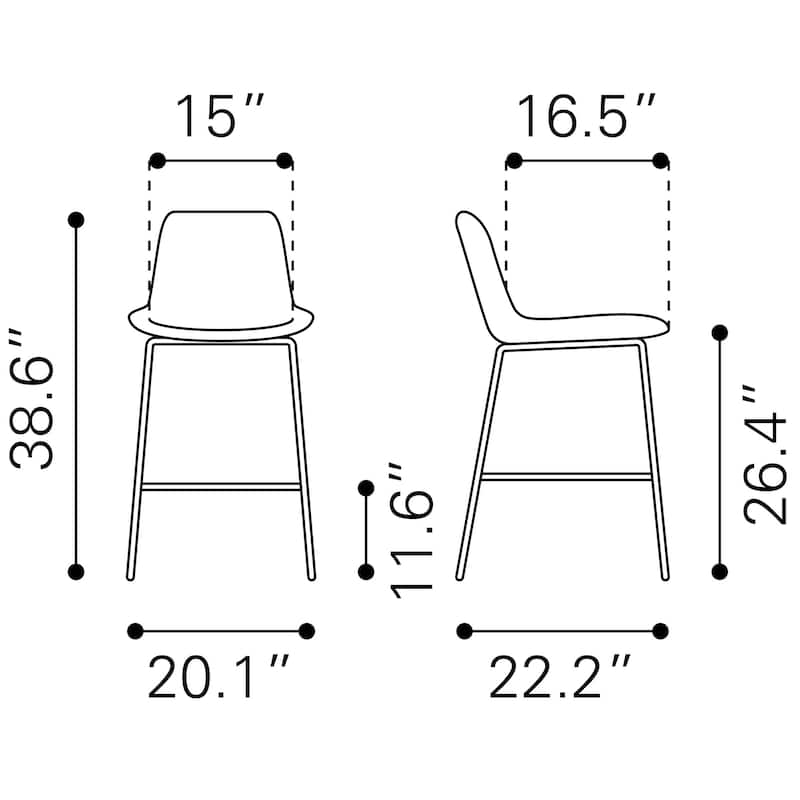 Byron Counter Chair - 20.1" W x 22.2" D x 38.6" H