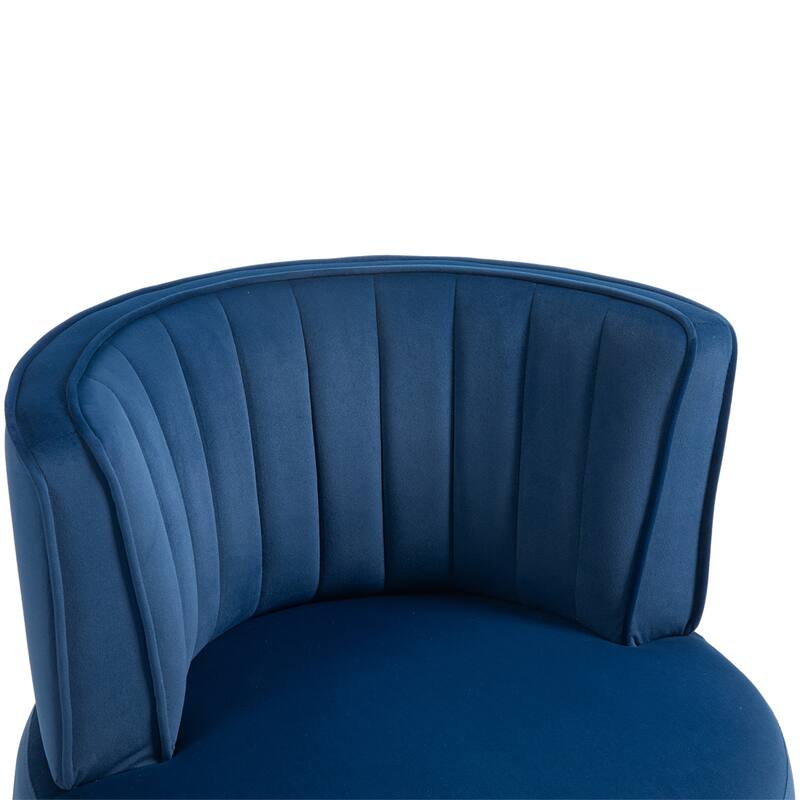 360° Swivel Velvet Barrel Sofa Chair with Wide Upholstered and Angled Armrests
