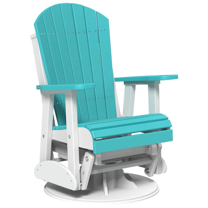 Poly Lumber Adirondack Swivel Glider Chair - Aruba Blue & White