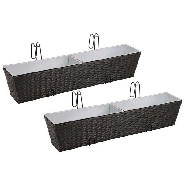 vidaXL Balcony Hanging Rattan Planter Set 20 inch 2 pcs